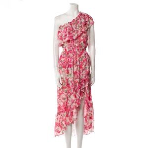 Misa Los Angeles Pink Floral One-Shoulder Dress